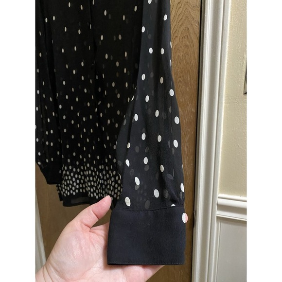 Valerie Stevens 100% Silk Mesh Women's Size 8 Polka Dot Button Down Blouse Shirt - Picture 8 of 16